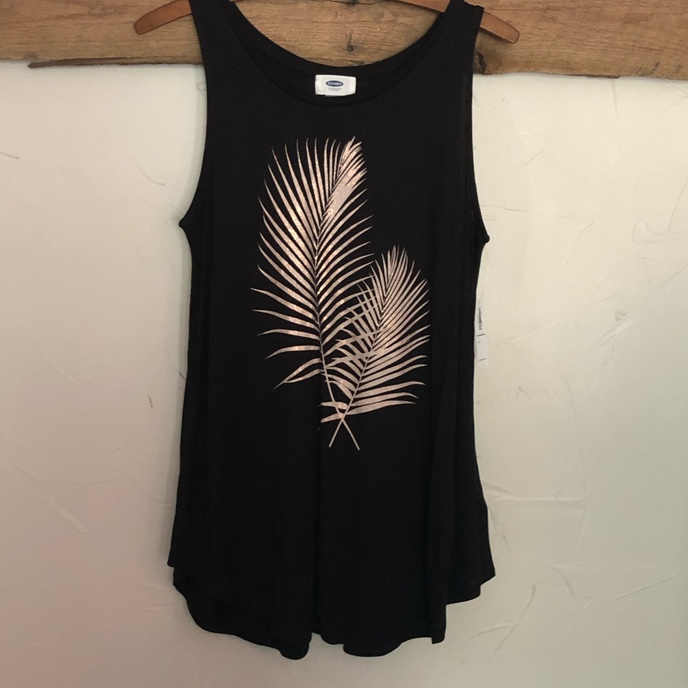 NWT Black Old Navy tank, with leaf design
